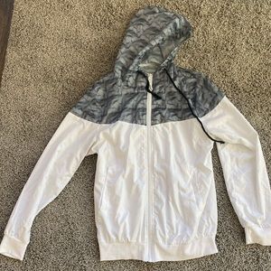 Windbreaker bomber white and gray jacket